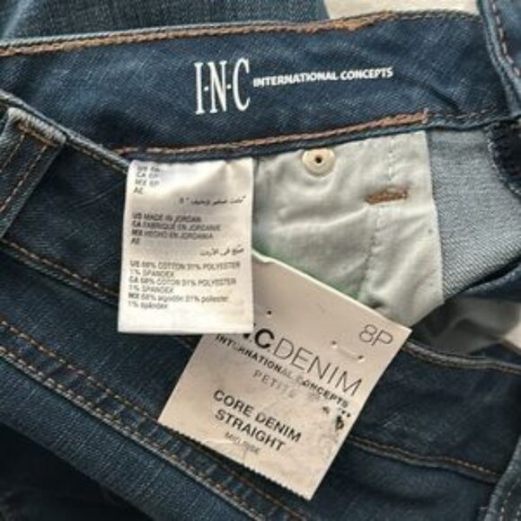 NWT Inc Denim Petite Core Denim Straight denim jeans, cuffed, women’s 8P. - Picture 7 of 10
